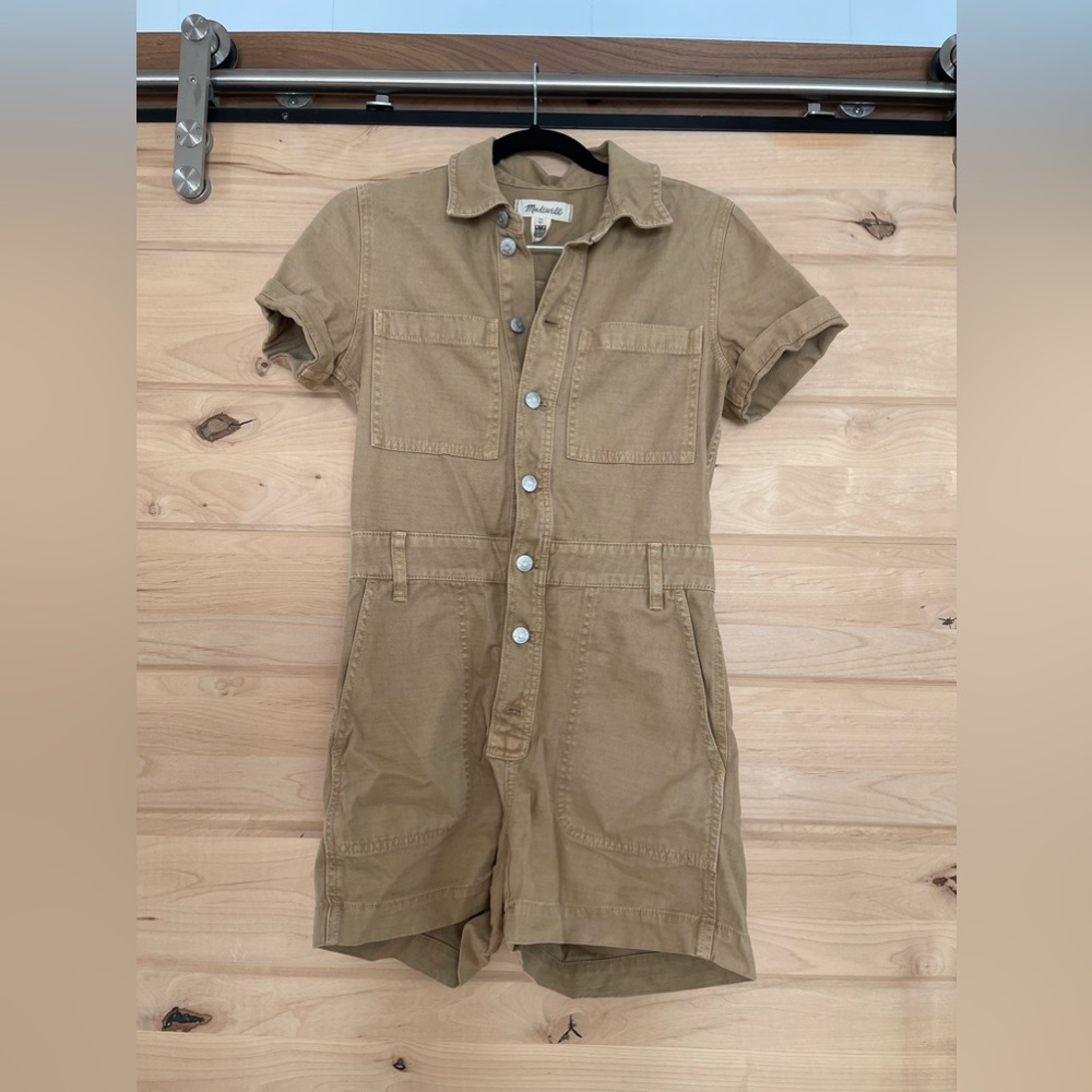 XS Madewell Tan / Khakis Denim Romper / Shortalls